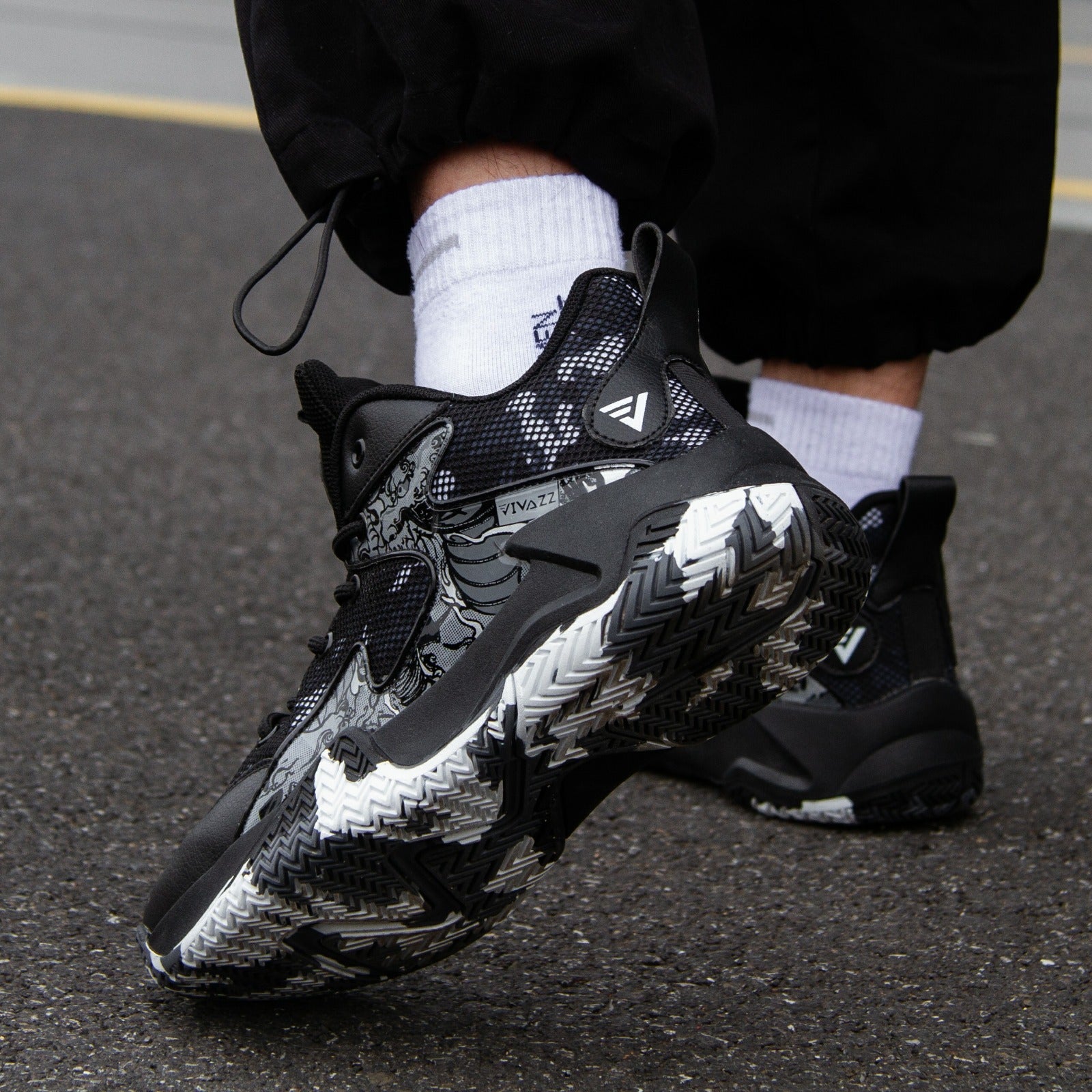 Sneaker on asphalt
